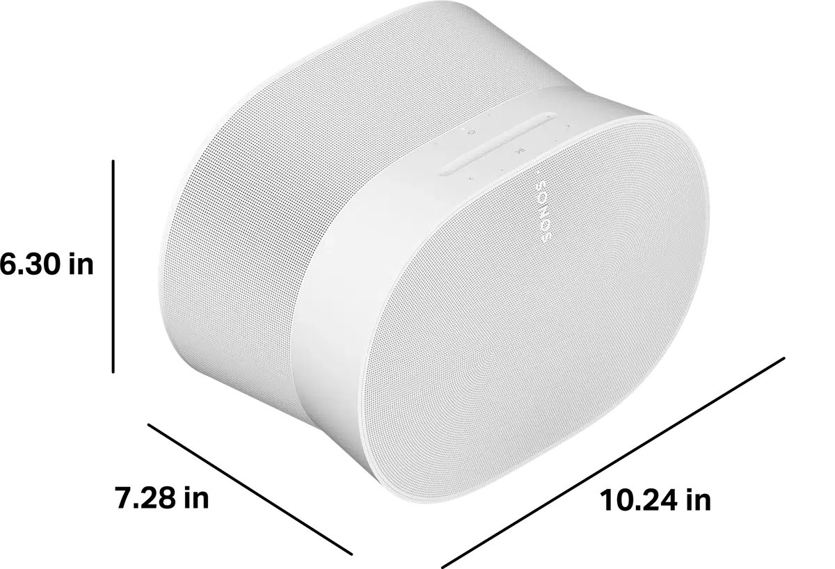 תרשים מידות Sonos Era 300 לבן — רוחב 260 מ״מ, גובה 160 מ״מ ועומק 185 מ״מ