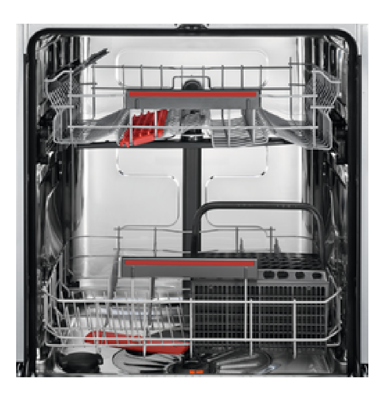 החלל הפנימי והסלים של מדיח AEG FFB53607ZW