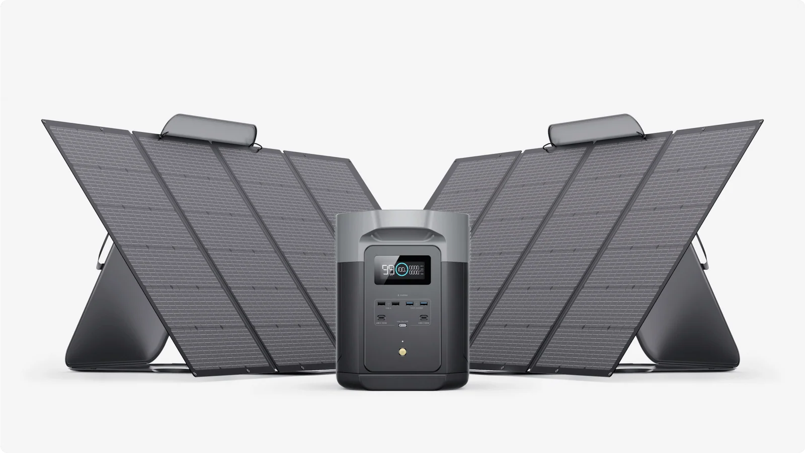 EcoFlow DELTA 2 Max בין פאנלים סולאריים ניידים פתוחים