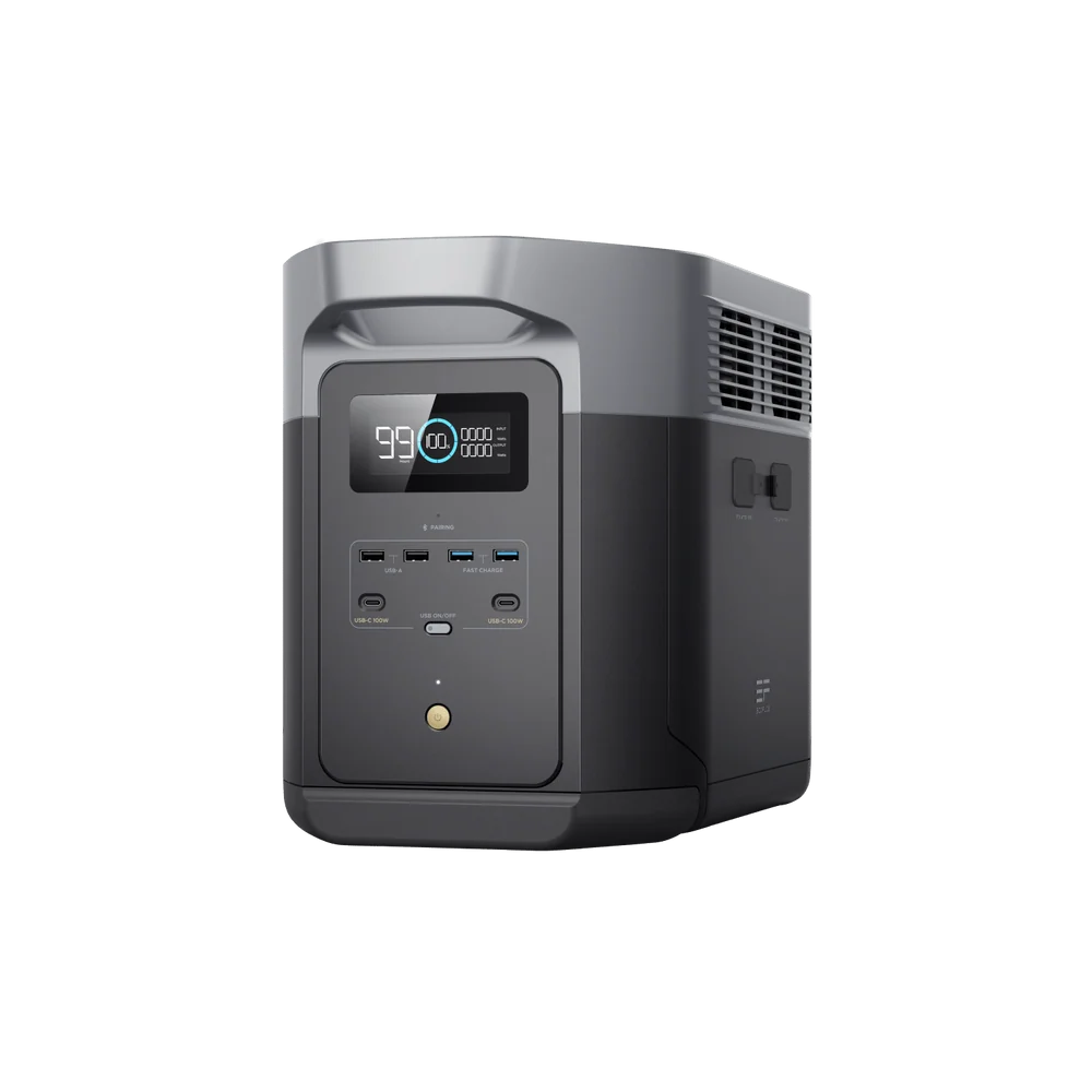 EcoFlow DELTA 2 Max בגוון אפור ושחור, מבט חזיתי אלכסוני