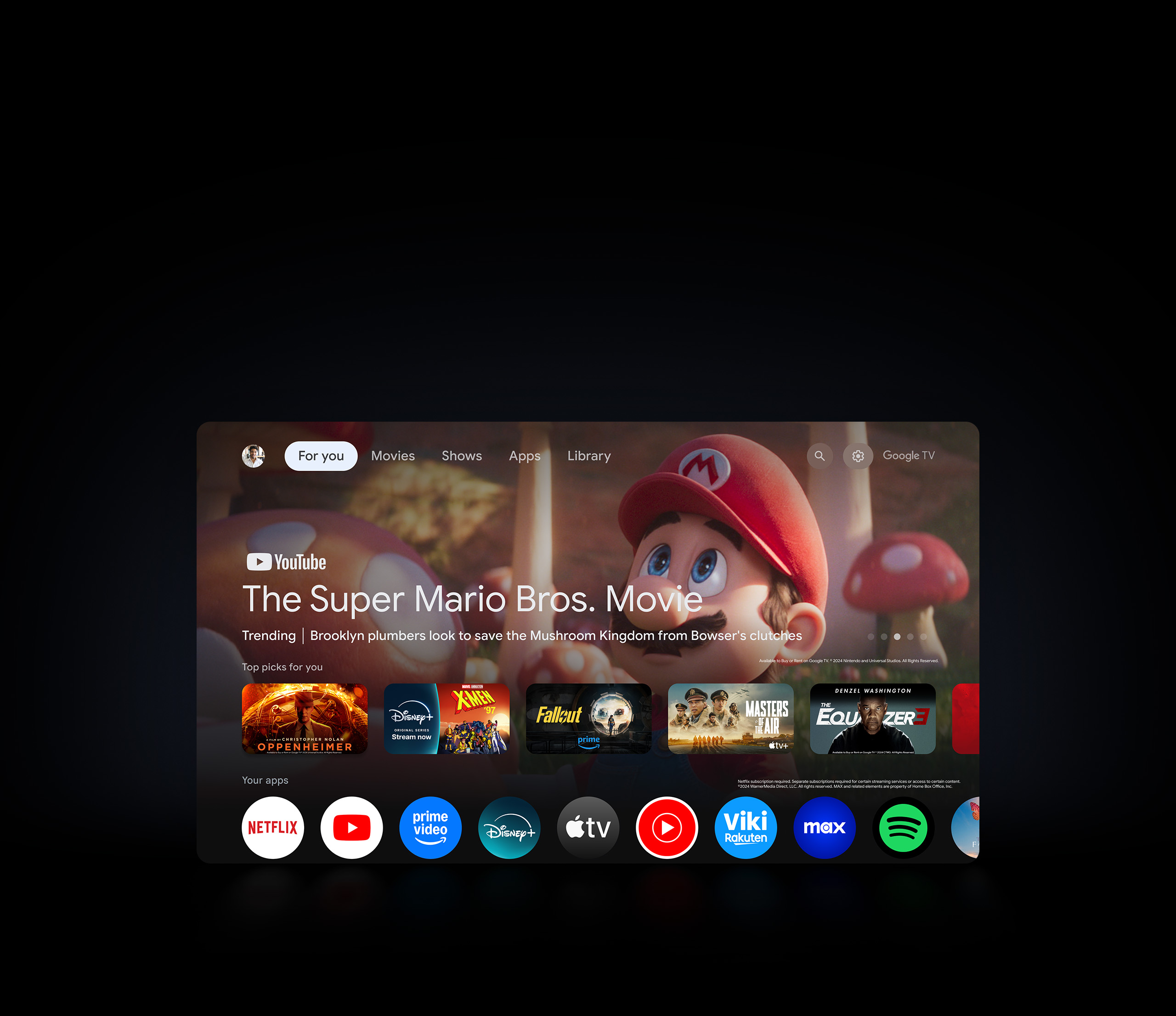 המחשת ממשק Google TV במקרן Xiaomi L1