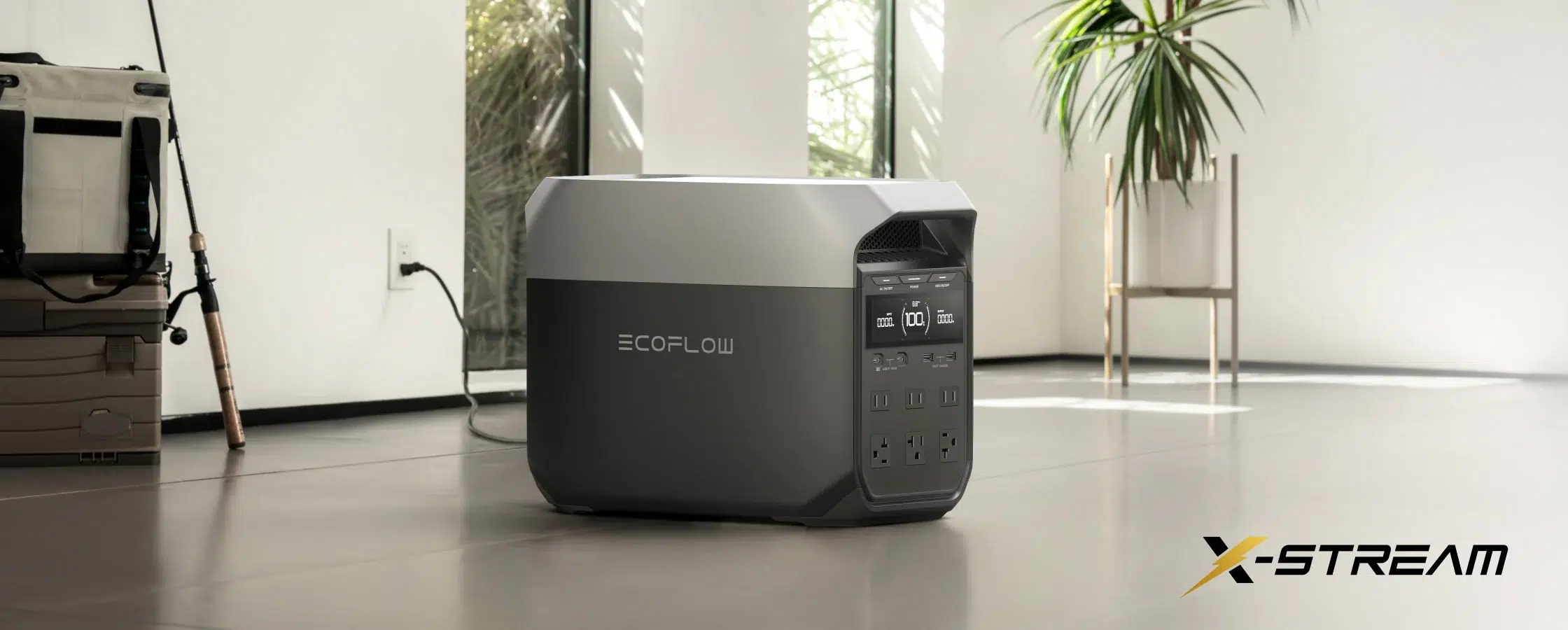 EcoFlow DELTA 3 נטענת בבית באמצעות כבל חשמל
