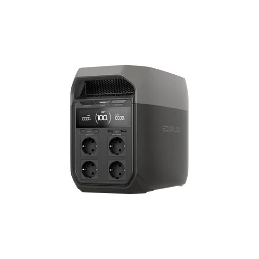 EcoFlow DELTA 3 בגוון אפור, מבט קדמי אלכסוני בגרסה האירופית