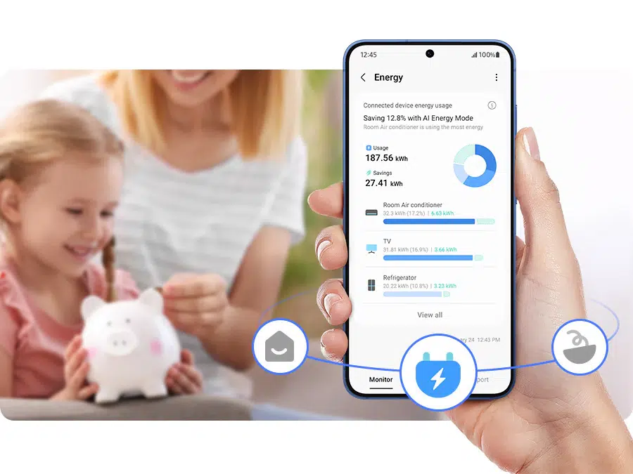 מעקב אחר צריכת האנרגיה באפליקציית SmartThings Energy