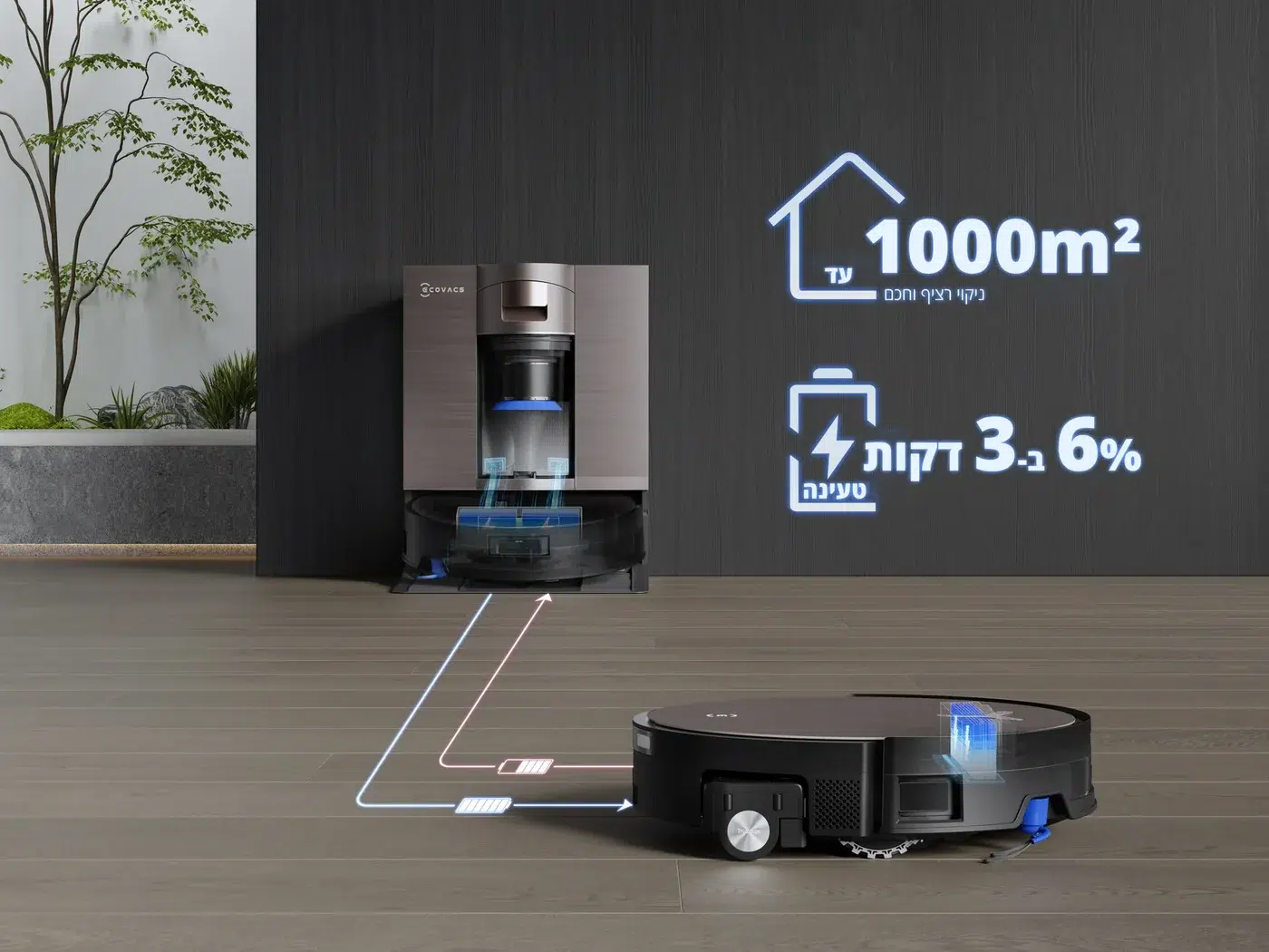 המחשת טעינת PowerBoost בהפסקות שטיפת הרולר