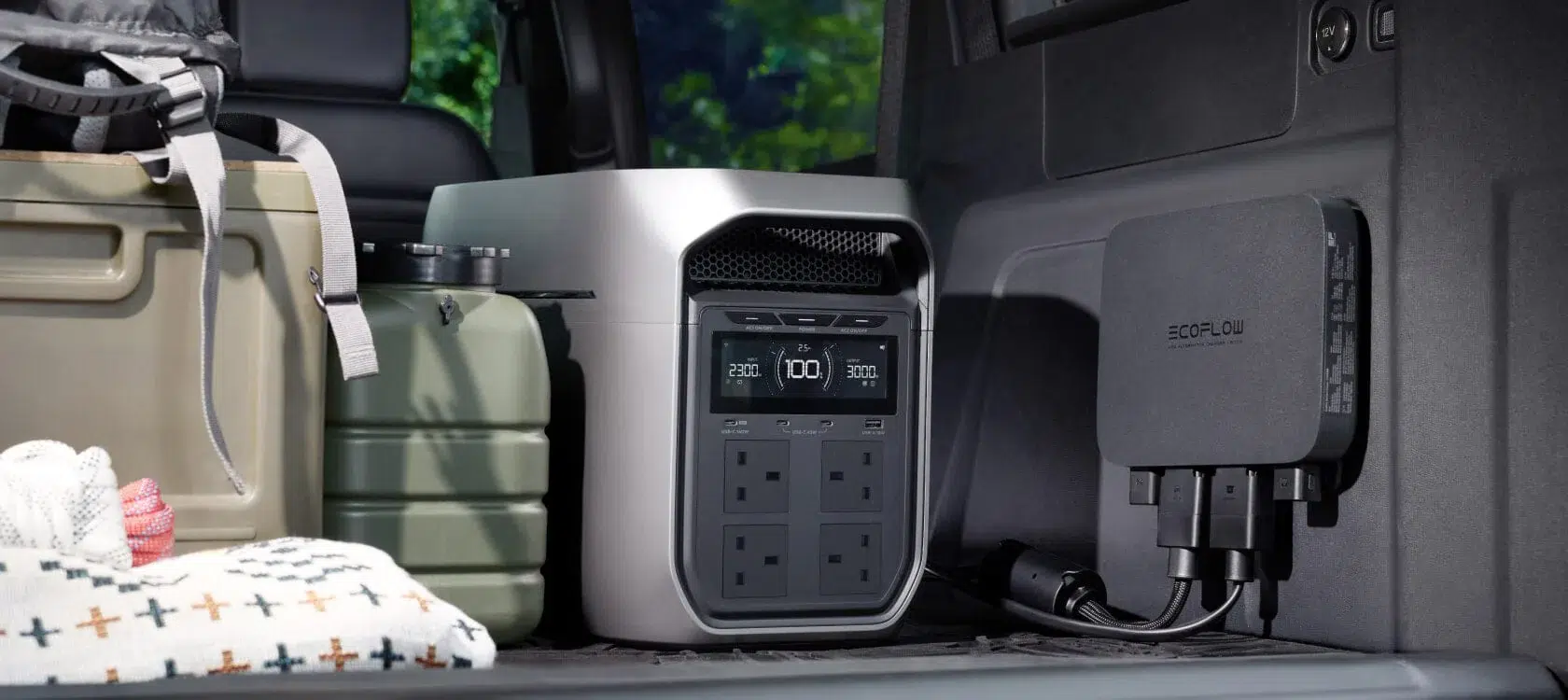 DELTA 3 Max Plus ברכב לצד מטען אלטרנטור של EcoFlow