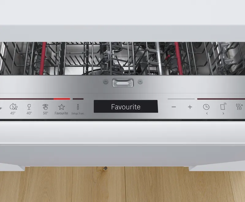 מדיח כלים רחב Bosch SMS2HTI72Y דירוג A קיבולת 12 מערכות כלים שמירת התכנית המועדפת לפעם הבאה! כפתור Favorite- תוכלו לבחור בקלות באמצעות האפליקציה את התכנית האהובה עליכם בשילוב לחצנים נוספים, לשמירה להפעלה הבאה!