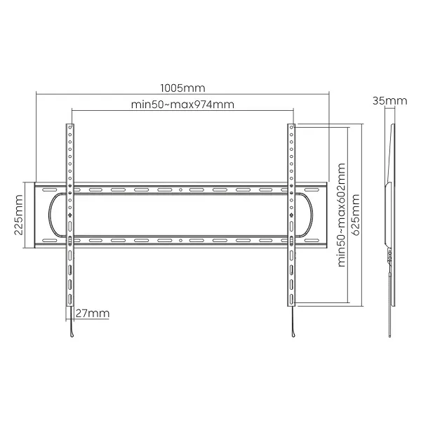 שרטוט מפרט ותמיכת VESA של מתקן תלייה Audio Line PLB980