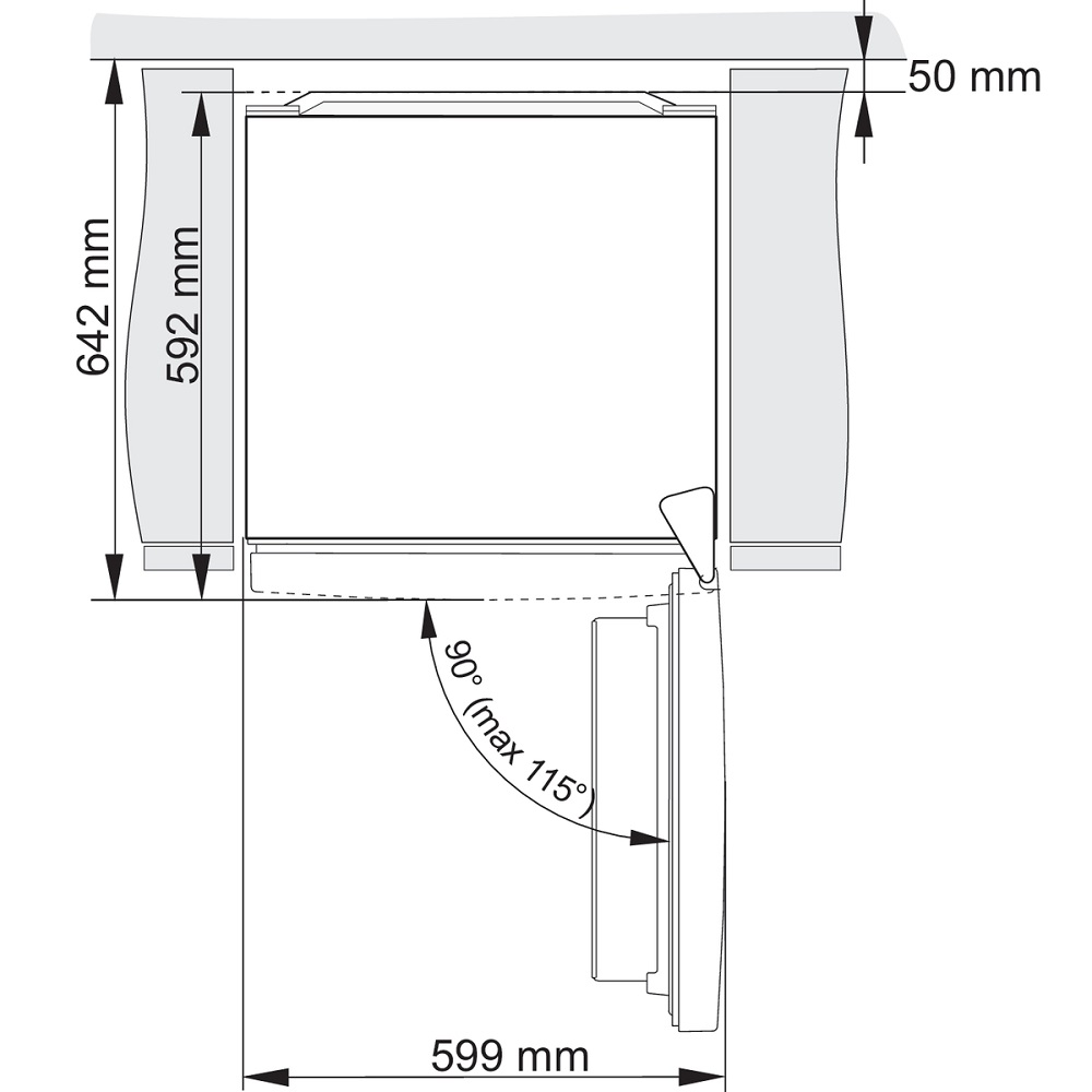 תרשים מידות מקרר Gorenje NRK6192ABK תרשים מידות Gorenje NRK6192ABK לזוג יחידות מחוברות