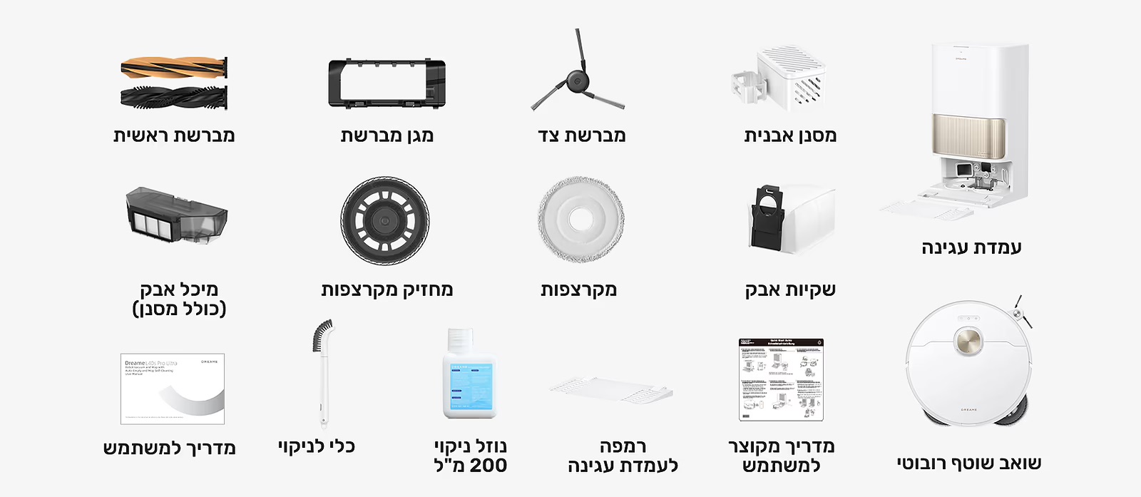 תכולת אריזה Dreame L40s Pro Ultra White