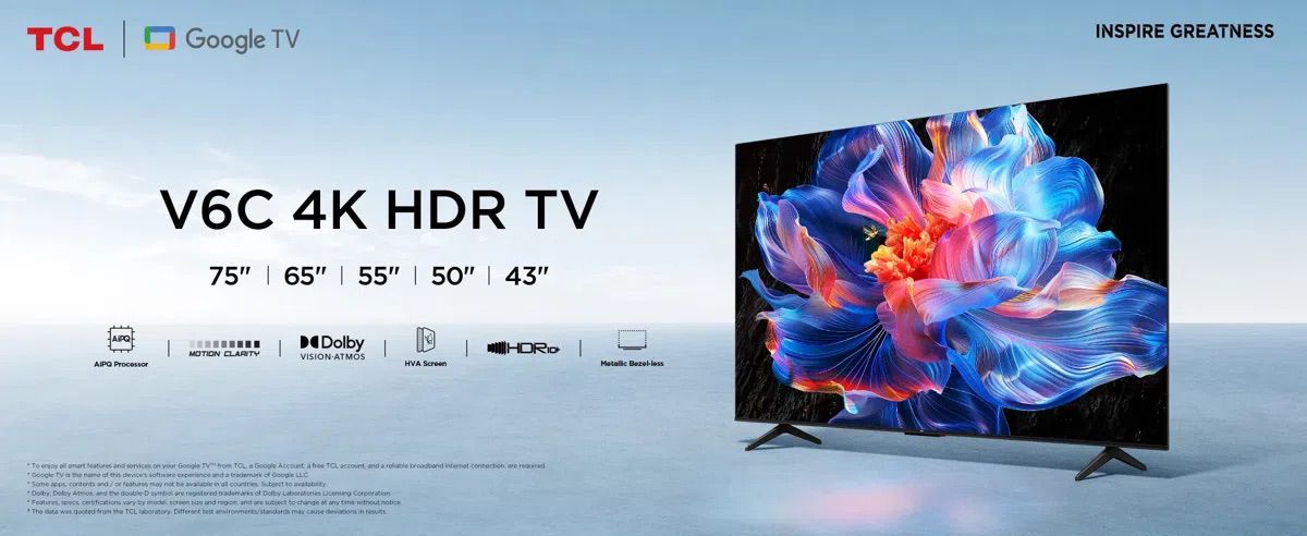 טלוויזיה חכמה TCL 55V6C 55 אינץ' 4K Google TV