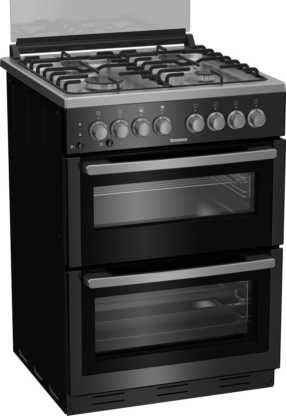 שני תאי אפייה Blomberg HDWN8133B מבט צד על תנור Blomberg HDWN8133B עם שני תאי אפייה נפרדים
