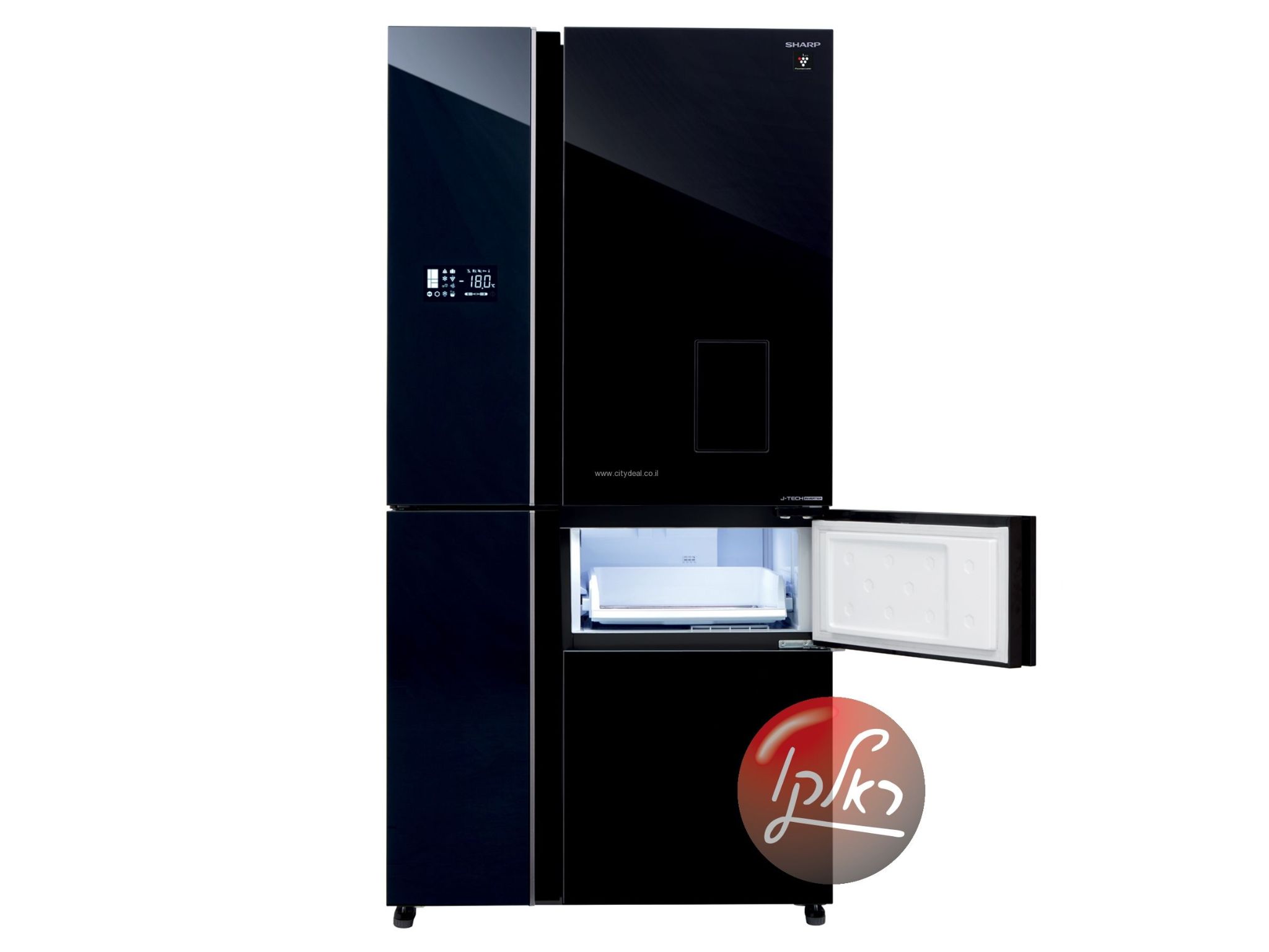 מקרר שארפ 5 דלתות Sharp SJ-R9731BL בגימור זכוכית שחורה