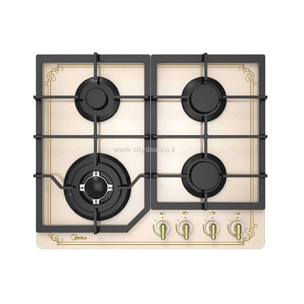 כיריים גז Midea 60G40ME084GFT מסדרת Retro Collection בגימור שמנת עם 4 להבות