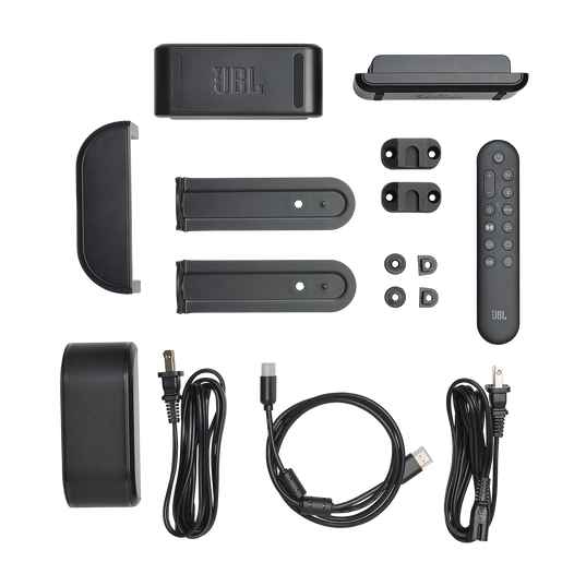 JBL Bar 1300MK2 מה באריזה תכולת האריזה של JBL Bar 1300MK2 כולל סאונדבר רמקולים אחוריים סאב שלט וכבלים
