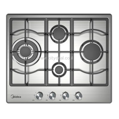 Midea 60SM097 כיריים גז נירוסטה 60 ס״מ 4 להבות טורבו כפול כיריים גז Midea 60SM097 נירוסטה ברוחב 60 ס״מ עם 4 להבות וטורבו כפול 3300W