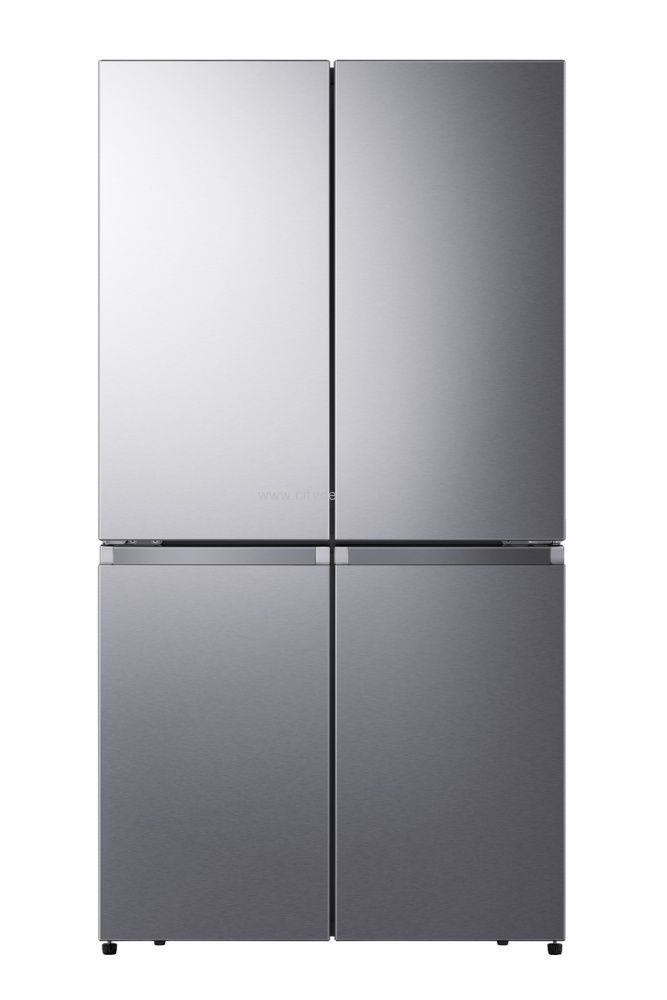 מקרר מקפיא תחתון Hisense דגם RQ72SK - מבט חזיתי על גימור נירוסטה מוברשת יוקרתית מקרר 4 דלתות