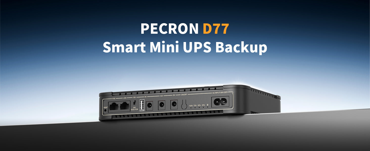PECRON D77 Smart Mini UPS Backup אל פסק חכם וקומפקטי PECRON D77