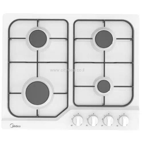 כיריים גז 4 להבות Midea 60SJ401_MN04 בצבע לבן רוחב 60 סנטימטר משטח אמאייל לבן