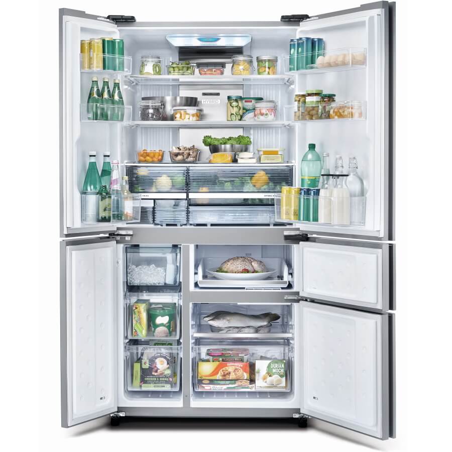 מקרר שארפ SJ-FSR920-WH פתוח עם חלל אחסון רחב