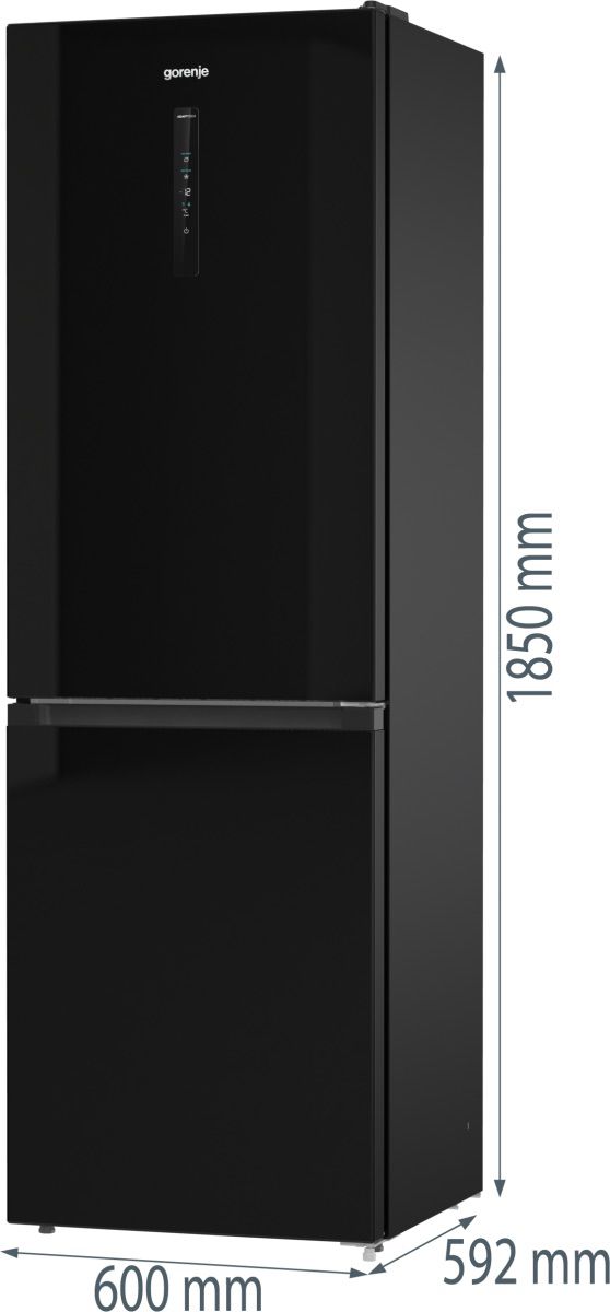 תרשים מידות מקרר Gorenje NRK6192ABK יחידה אחת