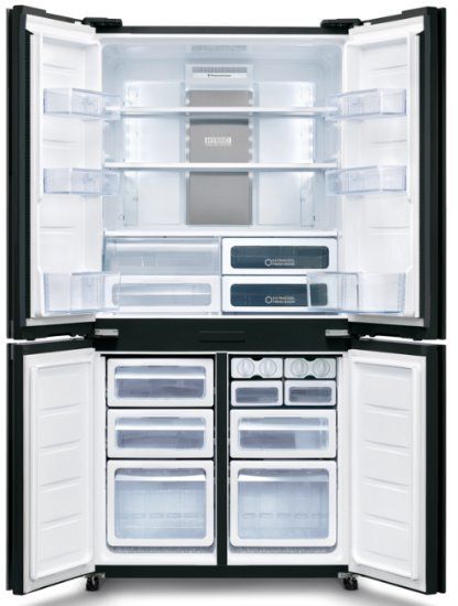 מקרר Sharp SJ-FERN87V-BS פתוח עם חלוקה פנימית