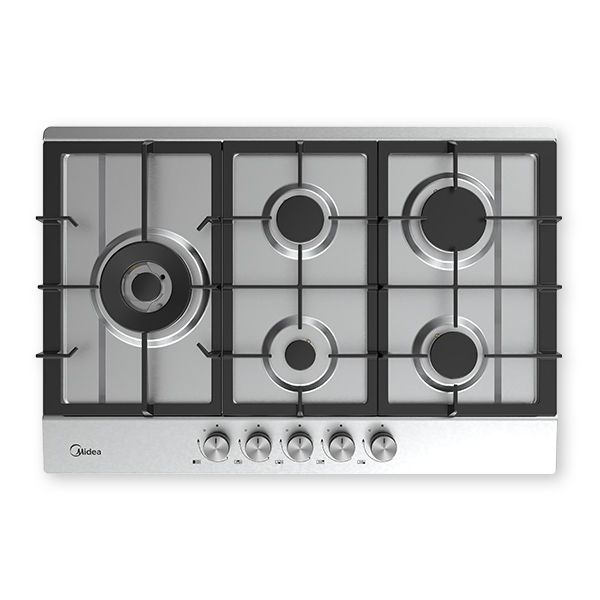כיריים גז 5 להבות Midea 75SP005 בגימור נירוסטה מוברשת עם מבער טורבו כפול