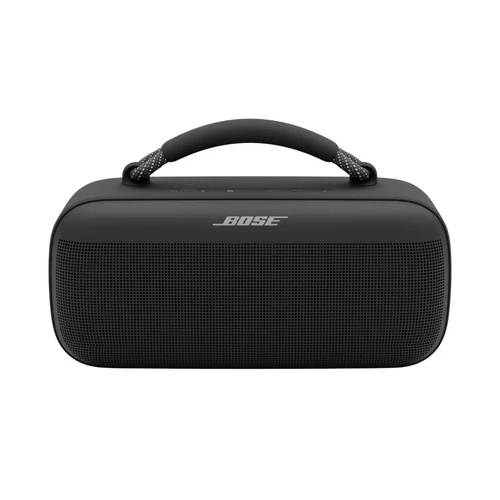רמקול Bose SoundLink Max: עוצמה ניידת למסיבות וטיולים (עמיד למים ואבק) התמונה מציגה את רמקול Bose SoundLink Max הנייד, המושלם למסיבות וטיולים. עמיד למים ואבק, עם סאונד עוצמתי וסוללה ל-20 שעות. צבע שחור אלגנטי. חווית שמע מושלמת בכל מקום.