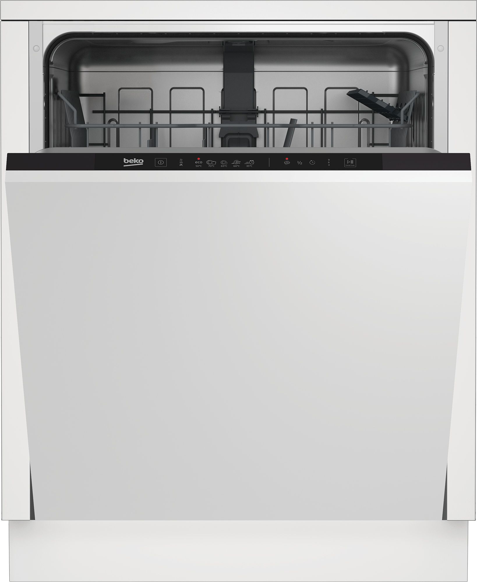 מדיח כלים אינטגרלי Beko DIN36423 - בעל 13 מערכות כלים תמונה של מדיח כלים אינטגרלי Beko DIN36423 בעל 13 מערכות כלים, המציג את העיצוב המודרני והאלגנטי שלו.