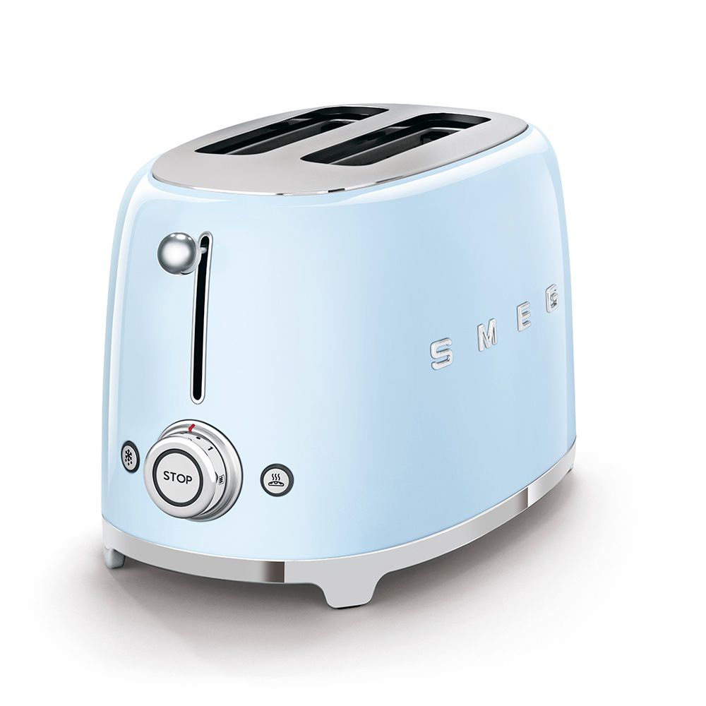 מבט על החריצים הרחבים והבקרות של מצנם SMEG TSF01PBEU תכלת פסטל