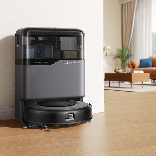 שואב רובוטי Anker Eufy Omni C20 באווירת בית מודרנית שואב רובוטי Anker Eufy Omni C20 באווירת בית מודרנית