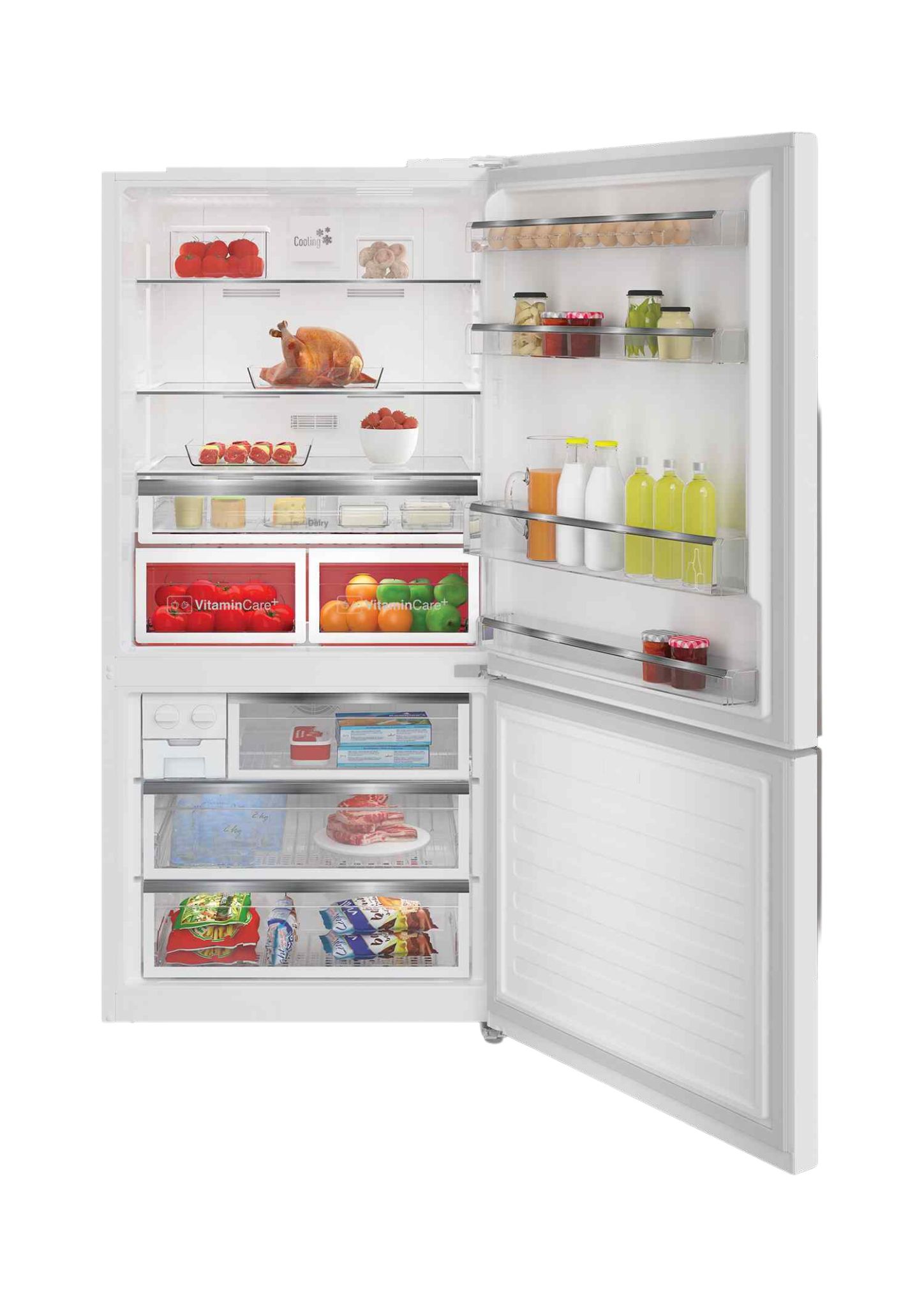 מידות Blomberg KND3968W מבנה פנימי ומידות מקרר Blomberg KND3968W
