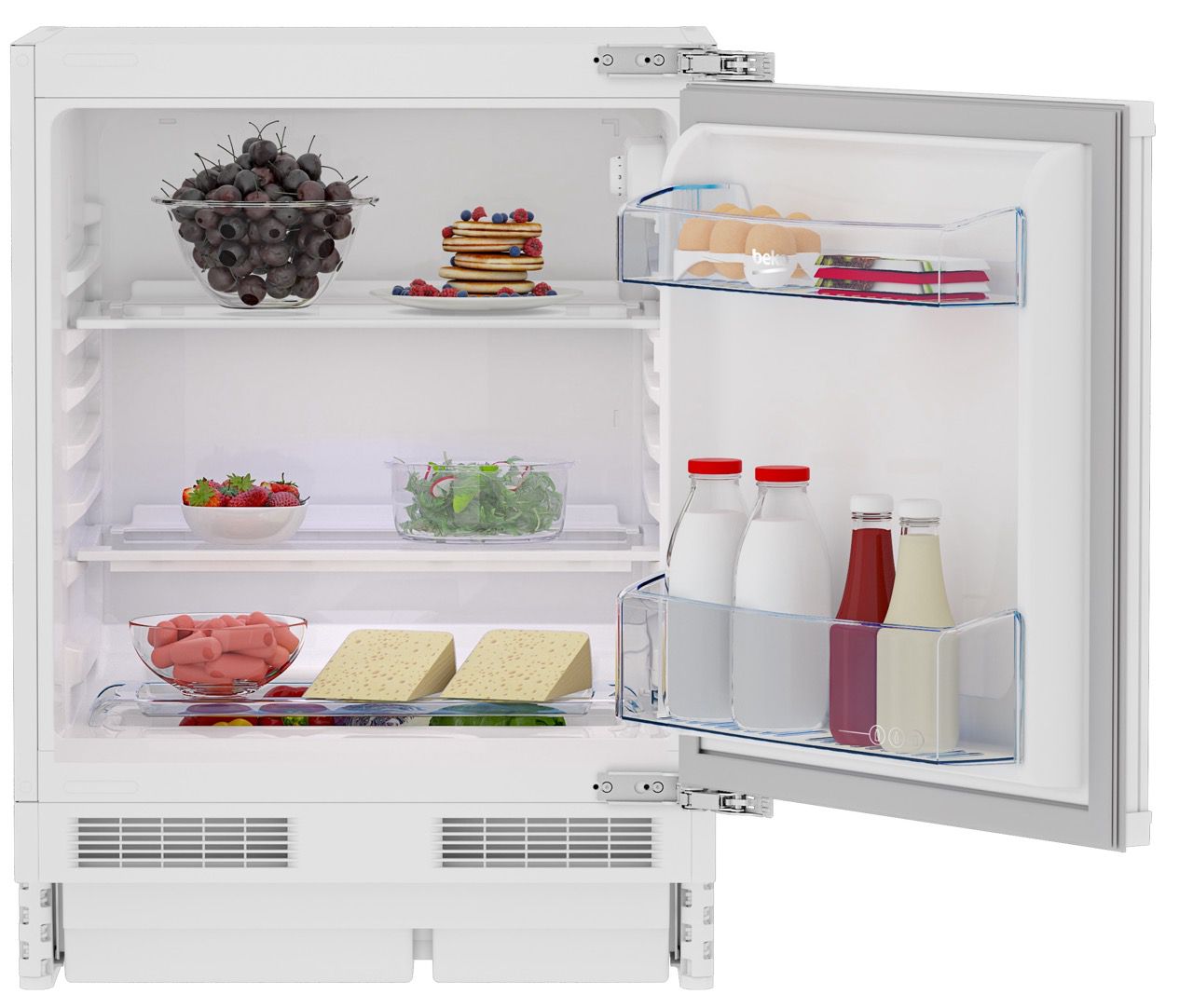 מקרר Beko BU1104N פתוח עם מוצרים