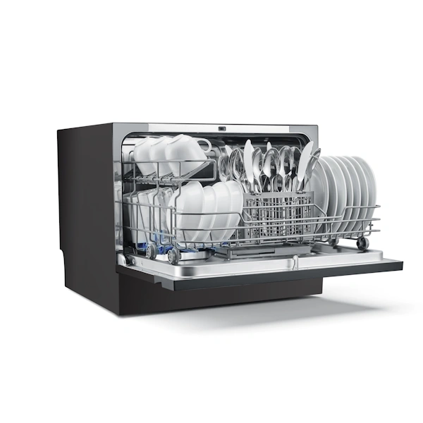 פאנל הפעלה דיגיטלי במדיח הכלים Midea MDWT0602M פאנל הפעלה של מדיח כלים קומפקטי Midea MDWT0602M עם תצוגה דיגיטלית