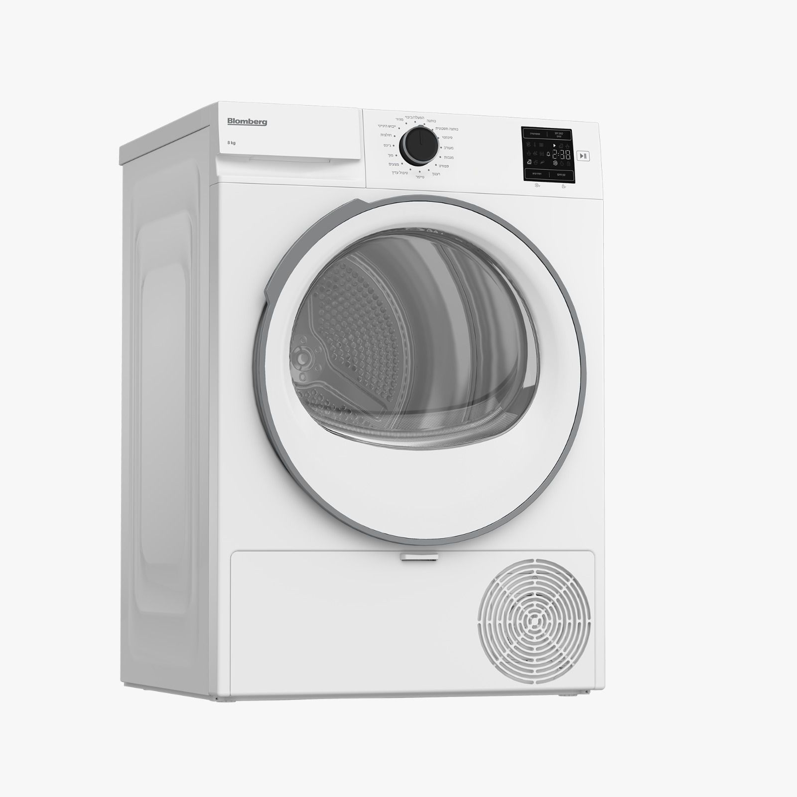 Blomberg BT682W - מייבש כביסה Heat Pump 8 קג יבואן רשמי מייבש כביסה Blomberg BT682W Heat Pump 8 קג עם דירוג אנרגטי A ופאנל בעברית