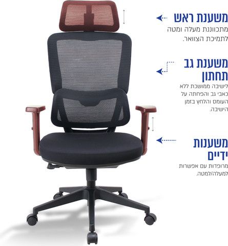 פרט משענות יד מתכווננות בכיסא מנהל ארגונומי ATHER