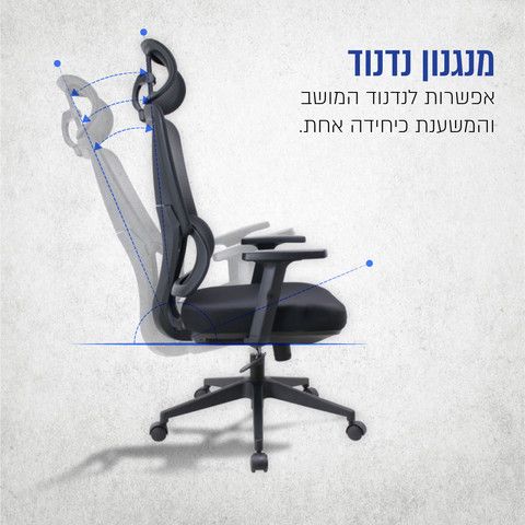 מנגנון נדנוד בכיסא מנהל ארגונומי ATHER עם כיוון התנגדות