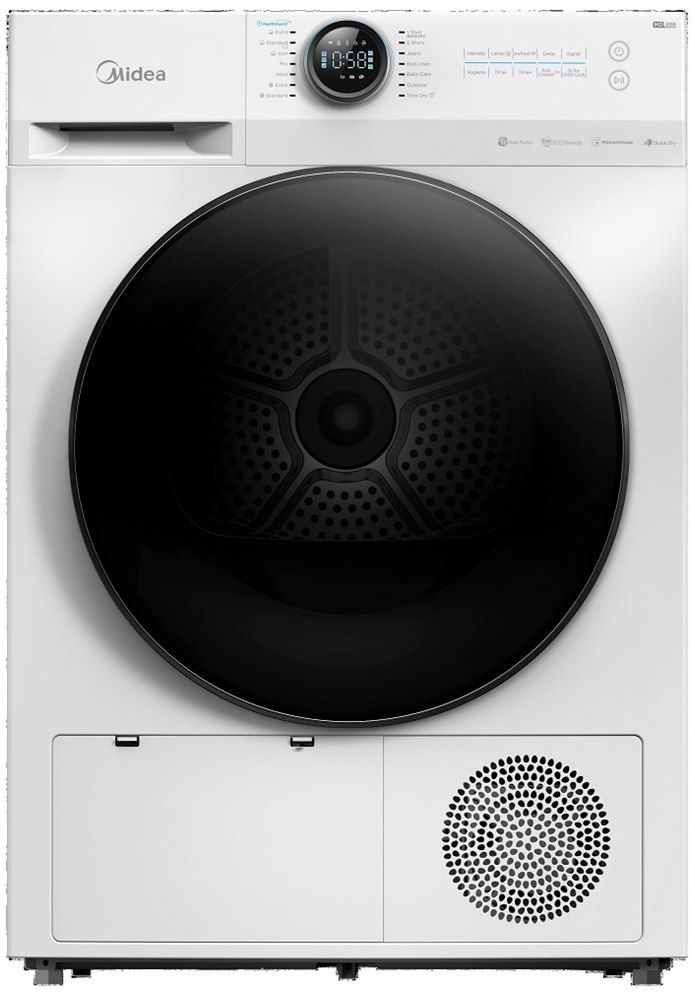 מייבש כביסה Midea MDL100-CH03B/B07EW משאבת חום 10 קג מייבש כביסה Midea MDL100-CH03B/B07EW משאבת חום 10 קג בגימור לבן