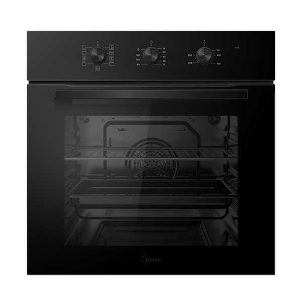 תנור אפייה בנוי MIDEA 65DME30004BK זכוכית שחורה 60 סמ יבואן רשמי המילטון דלת קרה וטורבו
