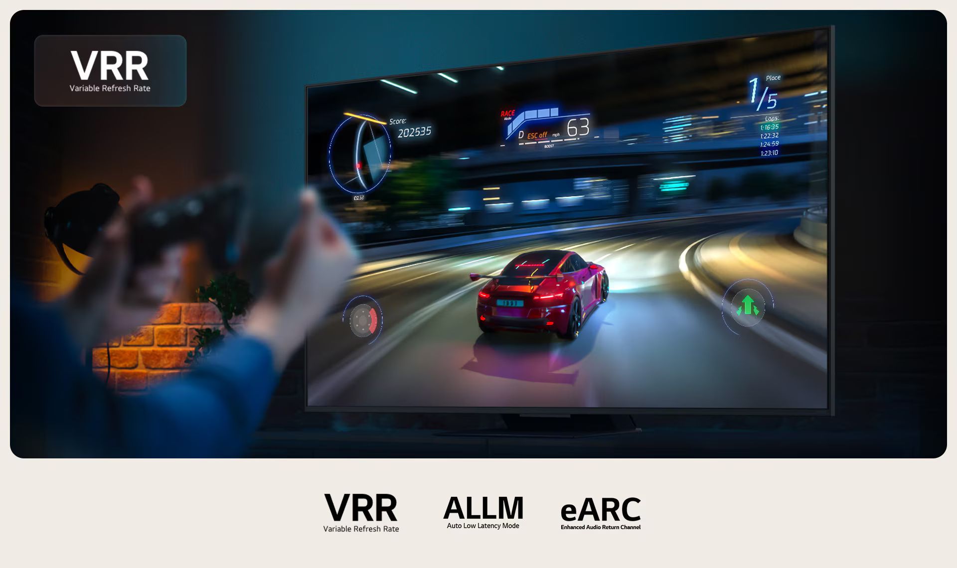 מסך גיימינג של טלוויזיית LG: תצוגת VRR ו-ALLM