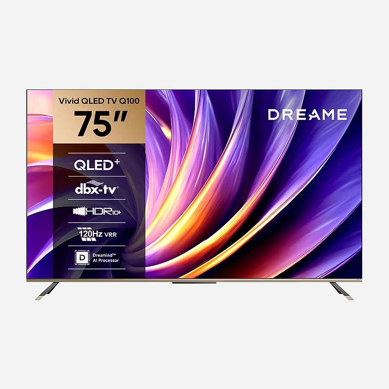 טלוויזיה חכמה Dreame 75 inch Q100 QLED 4K בעיצוב דק ויוקרתי עם מסגרת מינימליסטית