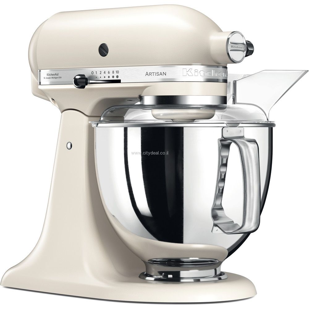 מיקסר KitchenAid 5KSM175PAC שמנת יבואן רשמי מיקסר KitchenAid Artisan 5KSM175PAC שמנת עם קערת נירוסטה