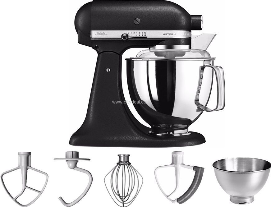 מיקסר KitchenAid 5KSM175EOB שחור יבואן רשמי מיקסר KitchenAid Artisan 5KSM175EOB שחור עם קערת נירוסטה