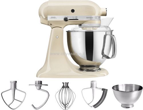 מיקסר KitchenAid 5KSM175EAC קרם יבואן רשמי מיקסר KitchenAid Artisan 5KSM175EAC בגימור קרם עם 2 קערות