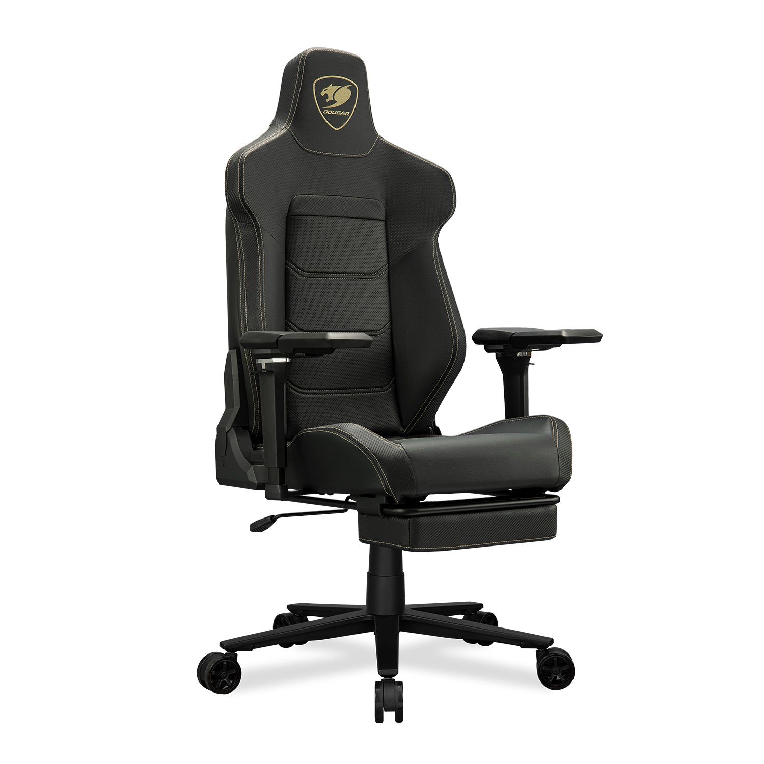 COUGAR ARMOR EVO M GOLD ריפוד PVC נושם כיסא גיימינג COUGAR ARMOR EVO M GOLD בזווית צד