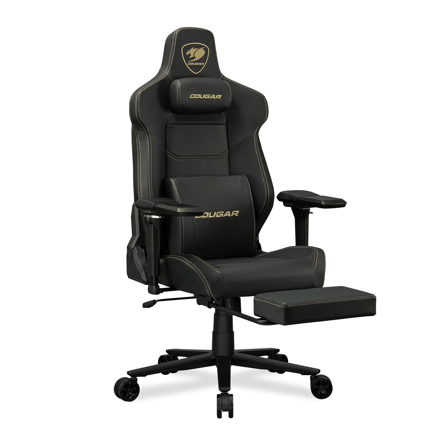 COUGAR ARMOR EVO M GOLD הדום רגליים נשלף כיסא COUGAR ARMOR EVO M GOLD עם הדום רגליים פתוח