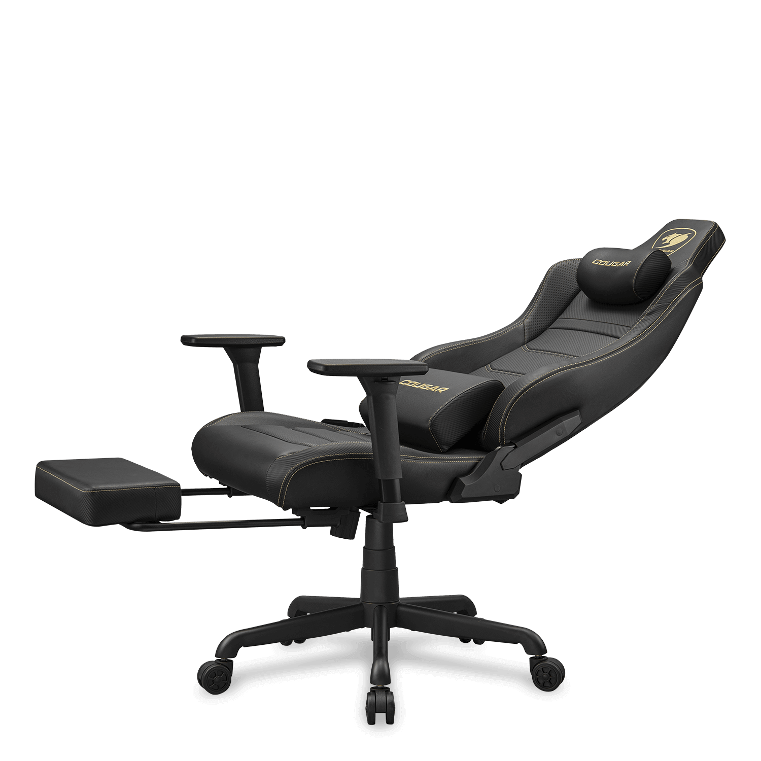 COUGAR ARMOR EVO S GOLD במצב שכיבה עם הדום