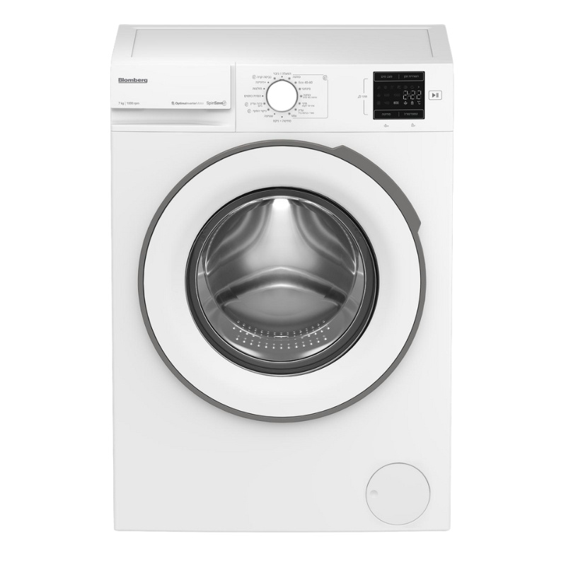מכונת כביסה Blomberg BB8107UM קיבולת 8 ק״ג עם מנוע Inverter ופאנל הפעלה בעברית