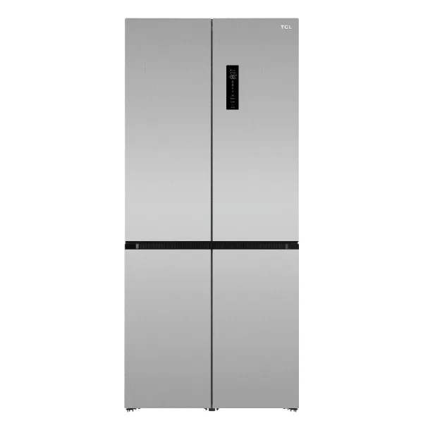 מקרר 4 דלתות TCL C635CDN בגימור נירוסטה במטבח מודרני, דלתות סגורות
