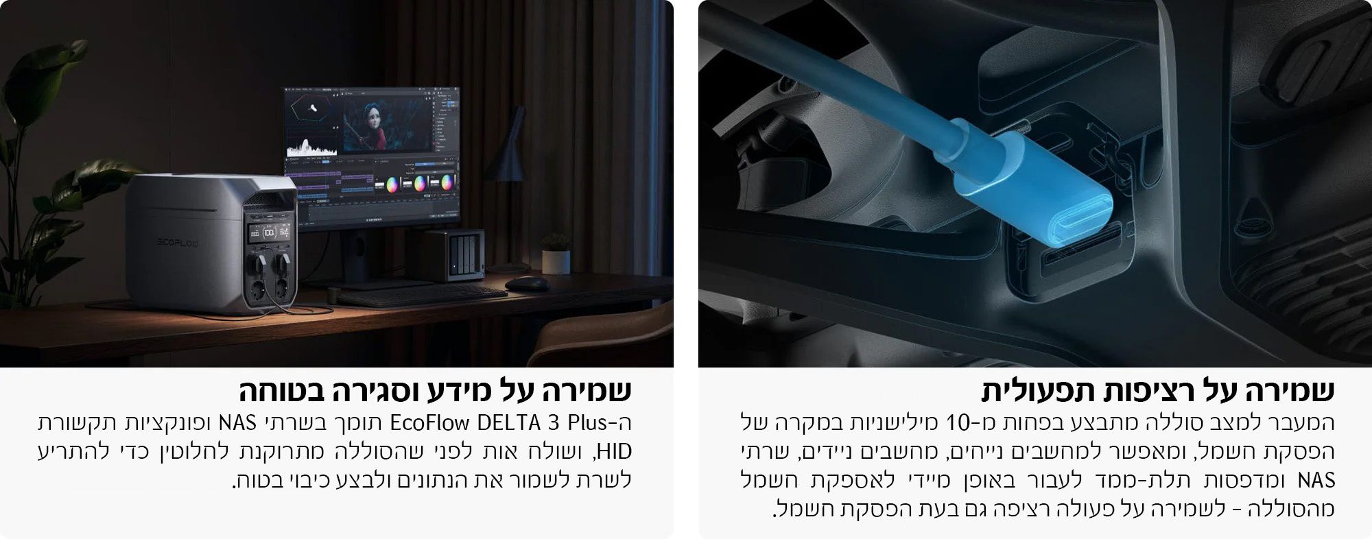 תצוגה חכמה EcoFlow DELTA 3 Plus תצוגת LCD של EcoFlow DELTA 3 Plus